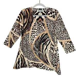 JM Collection Womens Petite M Animal Print Tunic Top Chain career party office